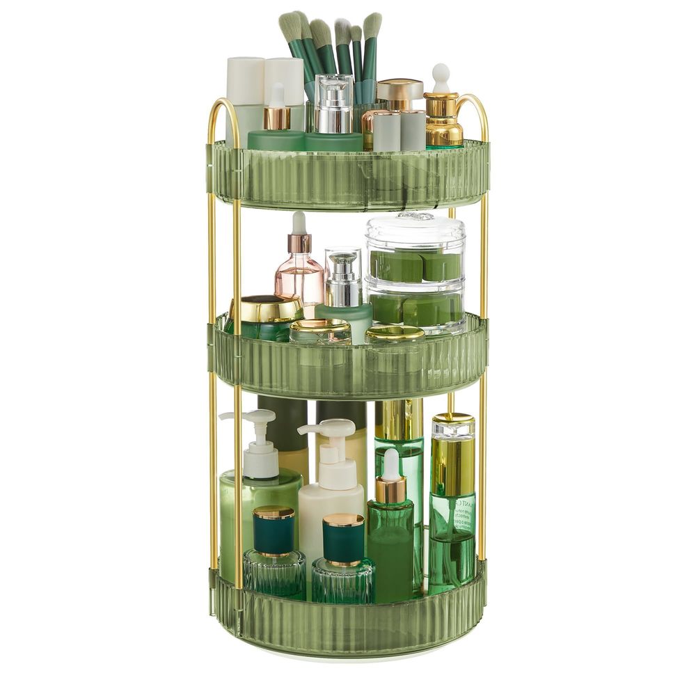 Makeup Organizer, 3-tier Round Rotating Skincare Organizer Countertop,🐘